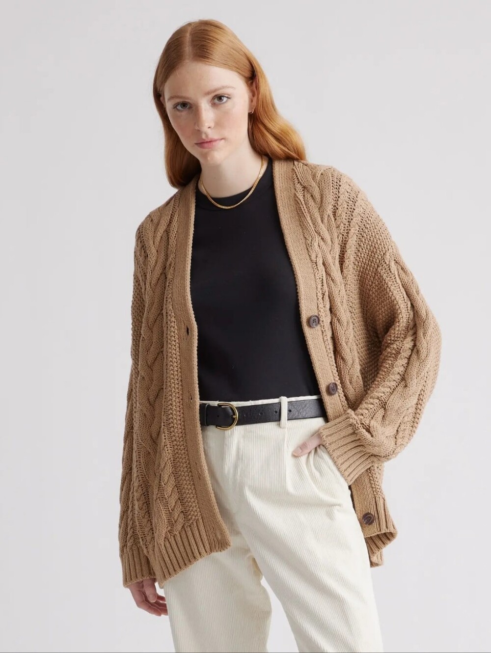 Quince Oversized Cable Cardigan
